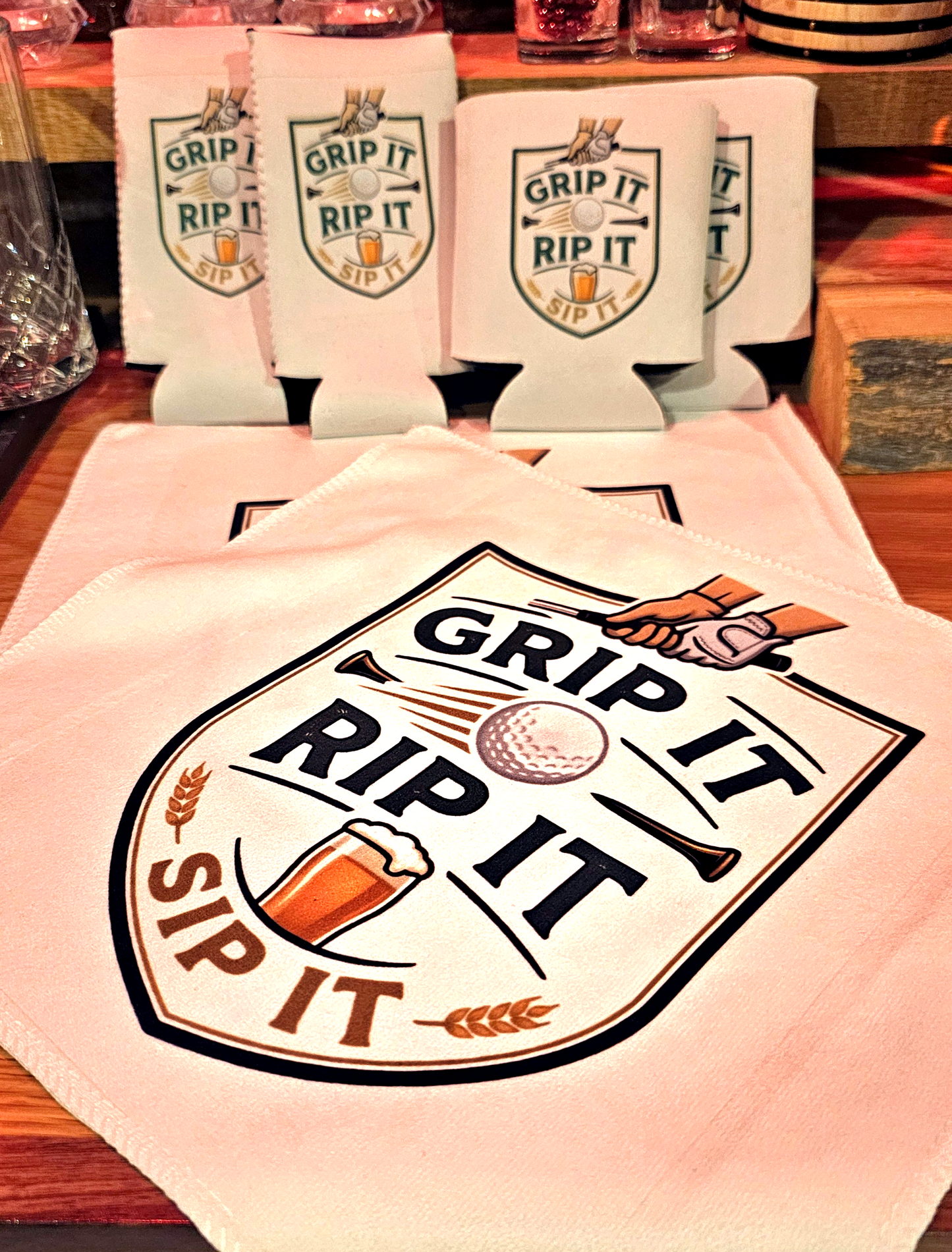 19th Hole Golf Logo Glass "Grip It, Rip It, Sip It"