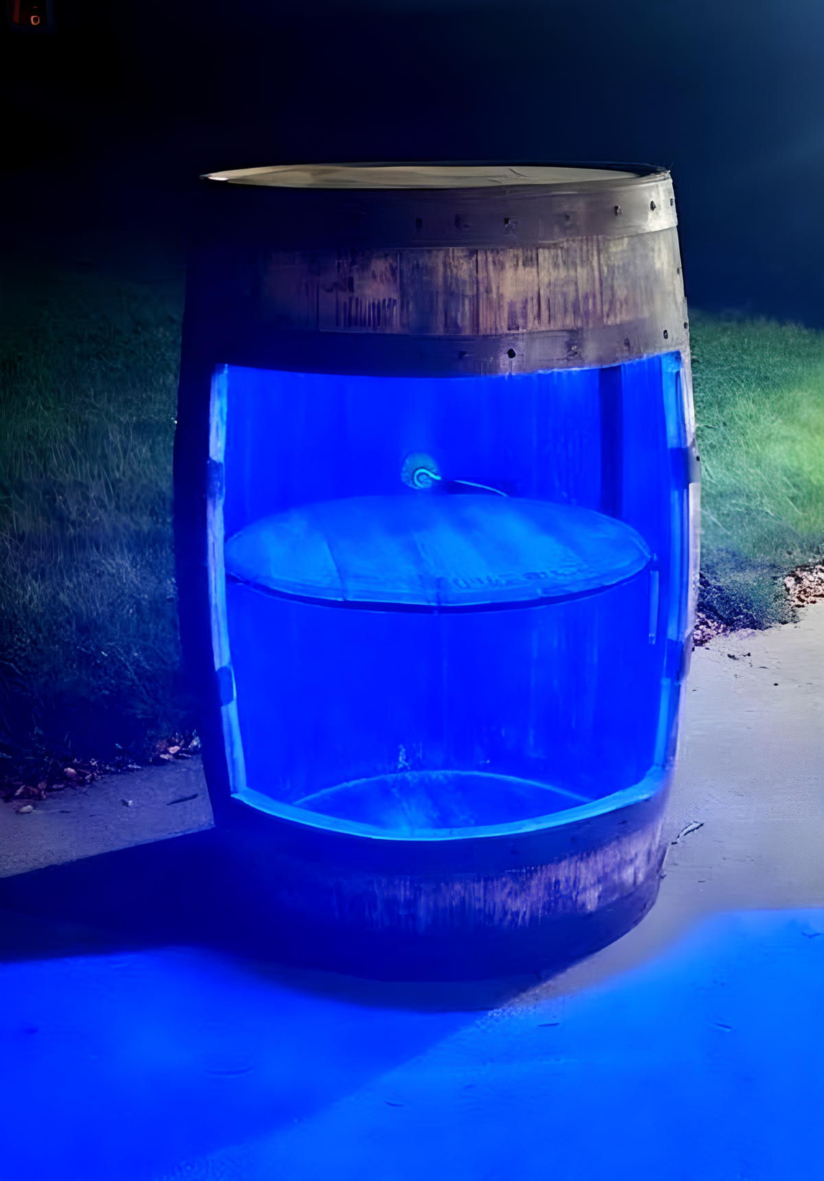 Reclaimed Bourbon Barrel Liquor Cabinets with RGB Illumination