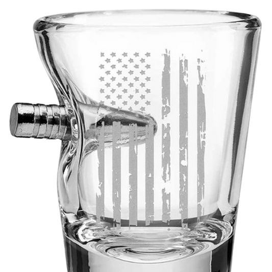 "Fired Up" 2 oz. Bullet Embedded Shot Glasses