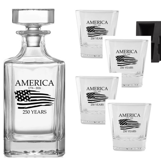 America's 250th Commemorative Decanter & Rocks Glass Gift Sets