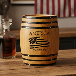 America's 250th Commemorative Mini Wood Barrel – White Rabbit Engraving ...