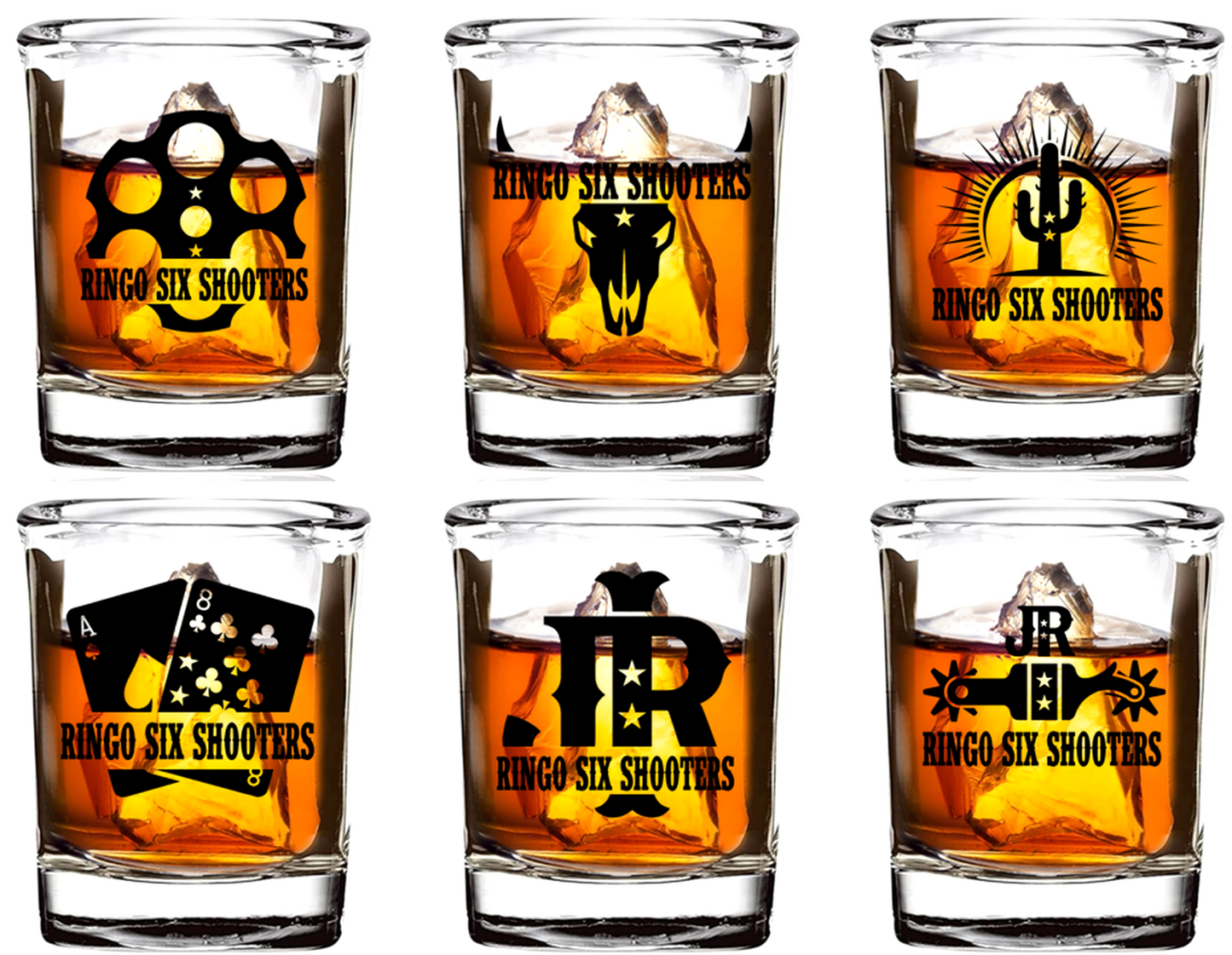 The Ringo Six Shooters Shot Glass Set