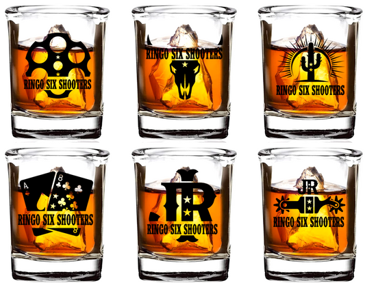 The Ringo Six Shooters Shot Glass Set