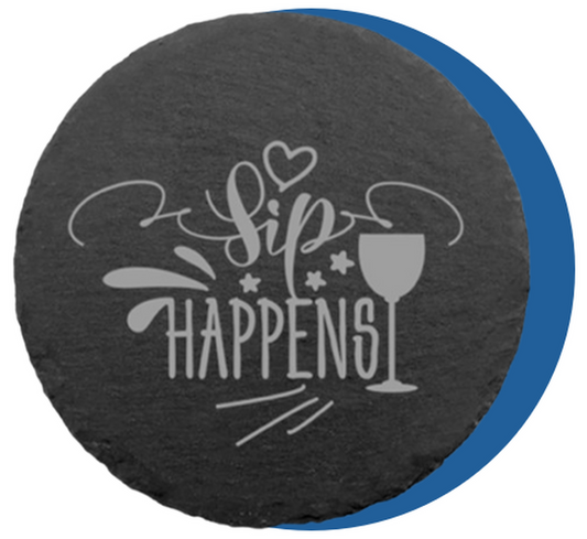 "Sip Happens" Slate 4 Coaster Set