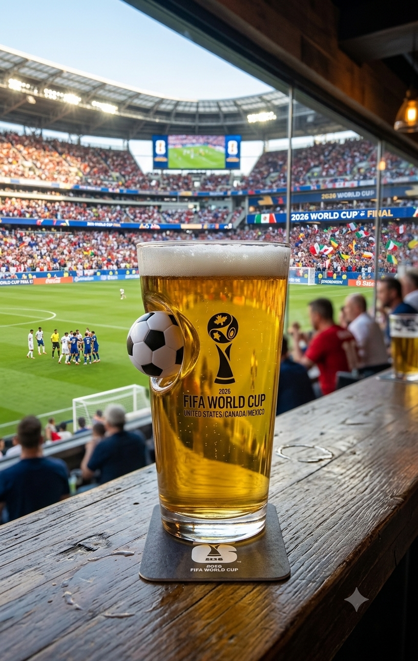 World Cup Commemorative Soccer Ball Embedded Pint Glass