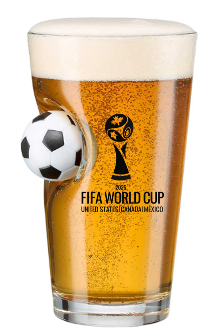 World Cup Commemorative Soccer Ball Embedded Pint Glass